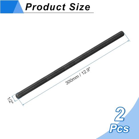 UXCELL 5/8-11 UNC بالكامل كل قضيب الخيوط ، 4pcs B7 سبيكة الصلب المسمار الطويل ملولبة 11.8 "طول ترابط اليد اليمنى تربط بالكامل للآلات ، البناء ، الأسود in Kuwait