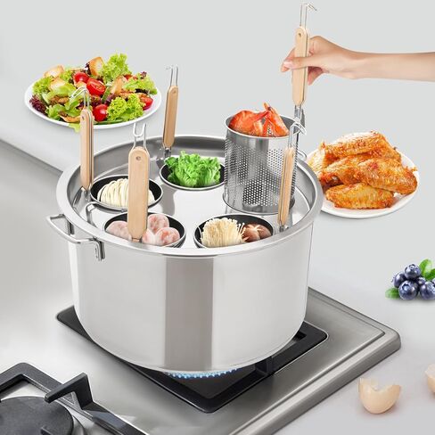 طباخ المعكرونة التجارية ، 5 ثقوب أدوات الطهي التجارية الحديثة ، طباخ المعكرونة الفولاذ المقاوم للصدأ 39QT لمطعم المطبخ المنزلي in Kuwait