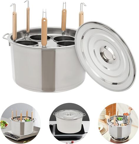 طباخ المعكرونة التجارية ، 5 ثقوب أدوات الطهي التجارية الحديثة ، طباخ المعكرونة الفولاذ المقاوم للصدأ 39QT لمطعم المطبخ المنزلي in Kuwait