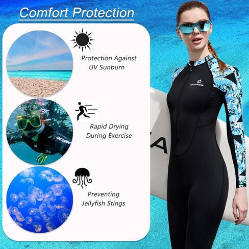 SkyOne كامل الجسم واقي ملابس السباحة جلود الغوص للنساء الرجال ، بدلة رقيقة الرطب الغوص بدلة الأشعة فوق البنفسجية in Kuwait