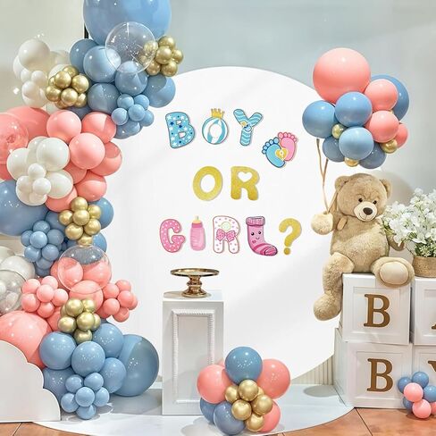 غطاء خلفي دائري 7.2 قدم غطاء قوس جولة أبيض وعلامة صائق الطفل - غطاء خلفي دائرة دائرة قابلة للتعديل لحفلة عيد الميلاد ، دش الطفل ، زينة الزفاف in Kuwait