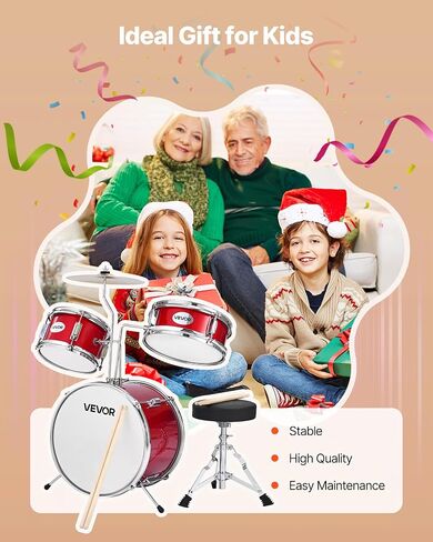 مجموعة طبل Vevor Kids ، 3 قطع 14 في مجموعات الطبل المبتدئين ، طبول المبتدئين مع عرش قابل للتعديل ، الصنج واثنين من الأزواج من طبل الطبول ، مجموعة أدوات الطبول التعليمية الموسيقية ، للأطفال الذين تتراوح أعمارهم بين 6-13 عامًا (أحمر) (أحمر) in Saudi Arabia