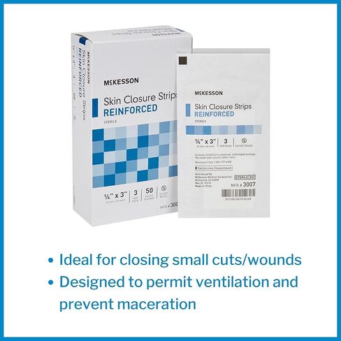 McKesson Skin Closure Strips, Sterile, Reinforced, 1/4 in x 3 in, 50 Count in Saudi Arabia