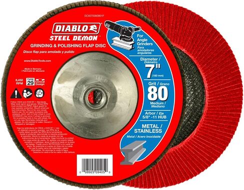 Diablo Steel Demon Flap Disc for Metal - 80 Grit, 7" Diameter, 5/8"-11 Arbor, 8450 Max RPM - DCX070080B01F in Saudi Arabia