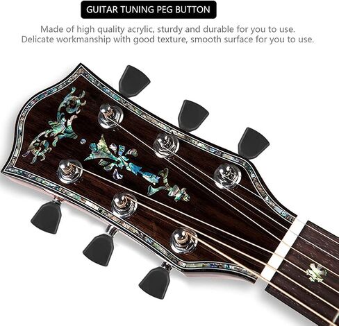 6PCS Guitar Tuner Button, Metal Small Square Shape Guitar Tuning Pegs - Replacement Tuning Pegs and Machine Handles for Folk, Electric, and Acoustic Guitars (Black) in Saudi Arabia
