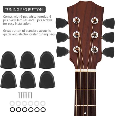 6PCS Guitar Tuner Button, Metal Small Square Shape Guitar Tuning Pegs - Replacement Tuning Pegs and Machine Handles for Folk, Electric, and Acoustic Guitars (Black) in Saudi Arabia