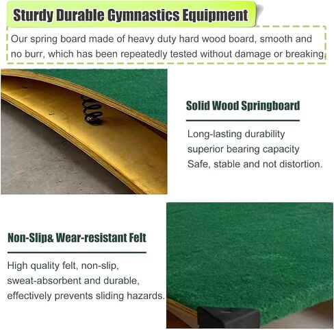 High Jump Spring Board 6 Springs Adult Vault Equipment for Home Gym Basement Heavy Duty Spring Boards No Deformation & Anti-Tear Load 200lbs Green Landing practice art project assisted springboard in Saudi Arabia