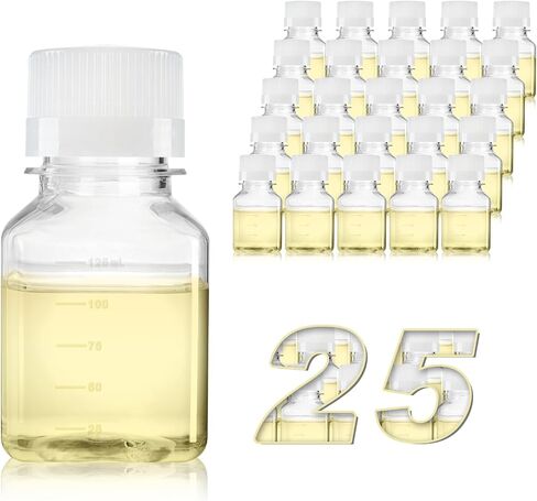 1000ml Square Media Bottle, PET Reagent Storage Bottles, Clear Graduated with Screw Cap for Lab Water, Reagents Liquids, Sterile, Pack of 12 in Saudi Arabia