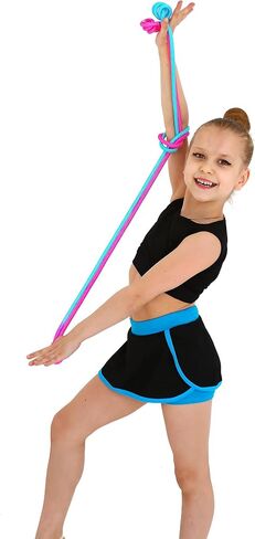 DRUNA Rhythmic Gymnastics Rope for Girls | 3 Meters Long, 165g | Bright Colors for Training & Competition (Light Blue-Pink) in Saudi Arabia