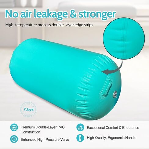 Air Roller Gymnastics Barrel, Air Track Tumbling Mat Equipment Inflatable Barrel Roller Back Handspring Trainer with Manual Pump for Yoga Cheerleading Home Gym Use in Saudi Arabia