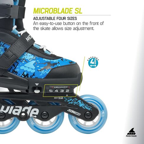 RollerBlade Microblade SL Kids قابل للتعديل لياقة التزلج على الجليد ، صغار ، أداء الشباب الزلاجات المضمونة in Saudi Arabia