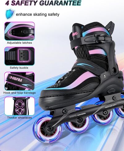 Adjustable Inline Skates for Kids and Adults – Color Gradient Roller Skates with Full Light-Up Wheels for Girls, Boys (Ages 5-8, 8-12), Youth, Men, and Women – Indoor & Outdoor Use in Kuwait