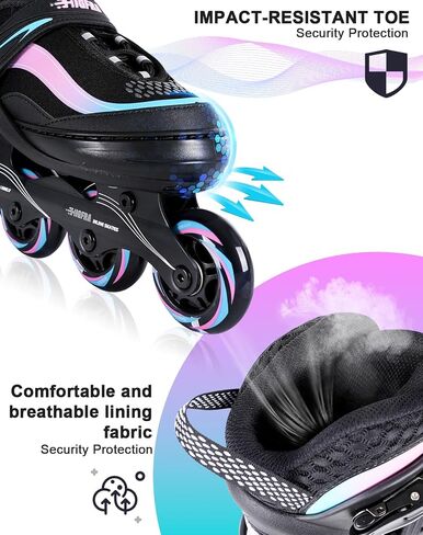 Adjustable Inline Skates for Kids and Adults – Color Gradient Roller Skates with Full Light-Up Wheels for Girls, Boys (Ages 5-8, 8-12), Youth, Men, and Women – Indoor & Outdoor Use in Kuwait