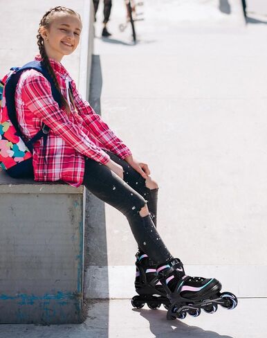 Adjustable Inline Skates for Kids and Adults – Color Gradient Roller Skates with Full Light-Up Wheels for Girls, Boys (Ages 5-8, 8-12), Youth, Men, and Women – Indoor & Outdoor Use in Kuwait