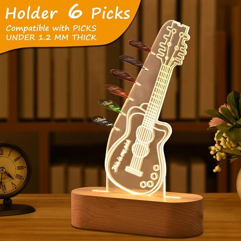 Light Up Guitar Pick Holder, Acrylic Electric Guitar Picks Holder for 6 Picks Storage and Display Rack, Cool Guitar Accessories Gift for Men Music Lovers Players Guitarist Musicians, Beginners in Saudi Arabia