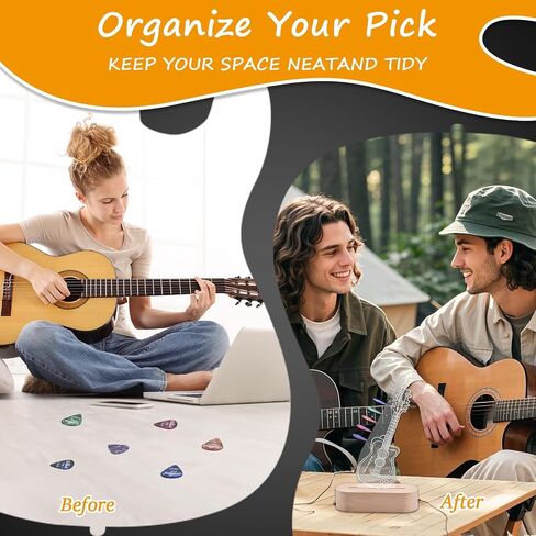 Light Up Guitar Pick Holder, Acrylic Electric Guitar Picks Holder for 6 Picks Storage and Display Rack, Cool Guitar Accessories Gift for Men Music Lovers Players Guitarist Musicians, Beginners in Saudi Arabia
