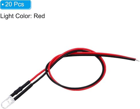 Patikil 5mm LED Diode Light ، 20 PCS 9-12V DC Pre Wired Mini LED Light in Kuwait