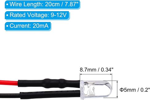 Patikil 5mm LED Diode Light ، 20 PCS 9-12V DC Pre Wired Mini LED Light in Kuwait