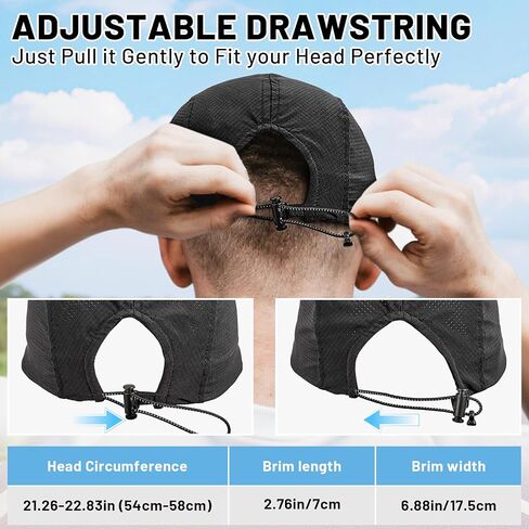 قبعة بيسبول خفيفة الوزن للنساء الرجال ، تجفيف سريع القبعات UPF50+ قبعات التنس قابلة للطي قبعة رياضية للهواء في الهواء الطلق in Kuwait