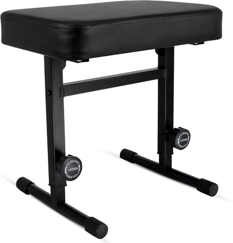 5 CORE BECKALD BENCH PIANO PIANO T النمط الأسود سميك سميك وسادة مقعد ارتفاع قابل للتعديل من 17 إلى 22 بوصة | كرسي لوحة المفاتيح (PU Leather) - KBB H -ADJ BLK in Kuwait