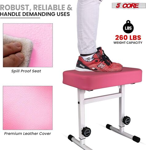 5 CORE BECKALD BENCH PIANO PIANO T النمط الأسود سميك سميك وسادة مقعد ارتفاع قابل للتعديل من 17 إلى 22 بوصة | كرسي لوحة المفاتيح (PU Leather) - KBB H -ADJ BLK in Kuwait