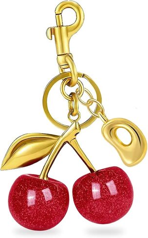 Cherry Purse Charm Bag Charms - Cute Keychain For Women Tote Handbags Accessories Gold Bubble Initial Key chains Set in Saudi Arabia