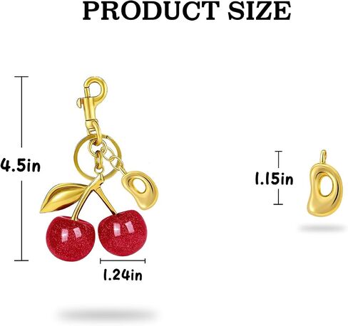 Cherry Purse Charm Bag Charms - Cute Keychain For Women Tote Handbags Accessories Gold Bubble Initial Key chains Set in Saudi Arabia