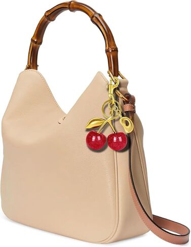 Cherry Purse Charm Bag Charms - Cute Keychain For Women Tote Handbags Accessories Gold Bubble Initial Key chains Set in Saudi Arabia