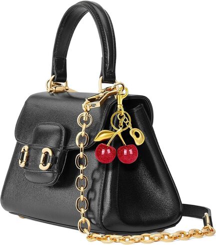 Cherry Purse Charm Bag Charms - Cute Keychain For Women Tote Handbags Accessories Gold Bubble Initial Key chains Set in Saudi Arabia