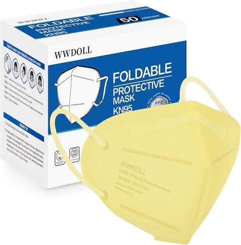 WWDOLL KN95 أقنعة الوجه 50 حزمة ، قناع تنفس متاح من 5 طبقات للبالغين للبالغين الأسود in Kuwait
