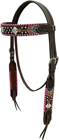 HILASON Western Horse Headstall American Leather Dark Brown | Breast Collar Tack Set for Horses in Kuwait