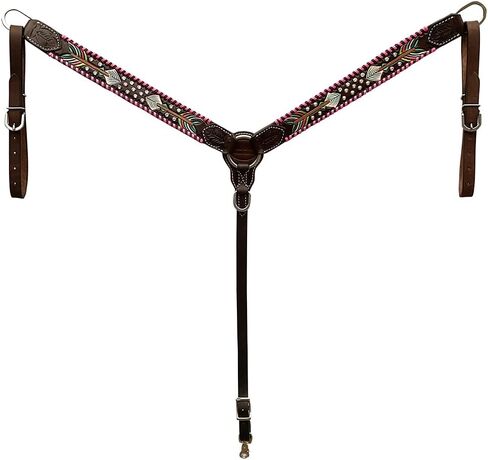 HILASON Western Horse Headstall American Leather Dark Brown | Breast Collar Tack Set for Horses in Kuwait