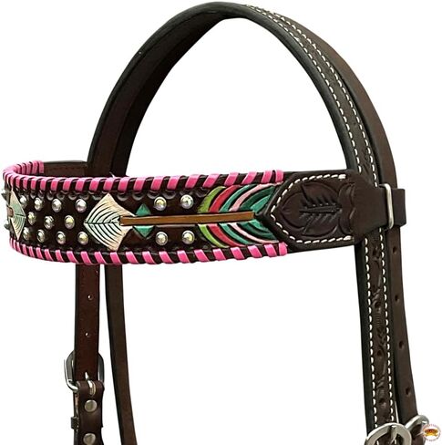 HILASON Western Horse Headstall American Leather Dark Brown | Breast Collar Tack Set for Horses in Kuwait