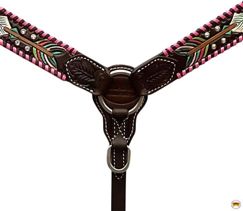 HILASON Western Horse Headstall American Leather Dark Brown | Breast Collar Tack Set for Horses in Kuwait