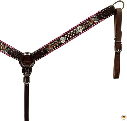 HILASON Western Horse Headstall American Leather Dark Brown | Breast Collar Tack Set for Horses in Kuwait