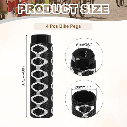 PATIKIL Bike Pegs Fit Axles, Aluminum Alloy Anti-Skid Lead Foot Bicycle Peg Back Seat Stands with Circle for BMX Mountain Dirt Bike Cycling Rear Stunt Pegs in Saudi Arabia