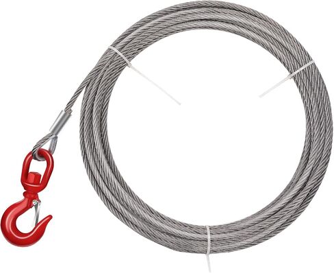 كابل رافعة الصلب ، حبل سلكي 3/8 "× 50 بوصة مع خطاف دوار ، 17637 رطلا قوة كسر ، 6 × 19 in Kuwait