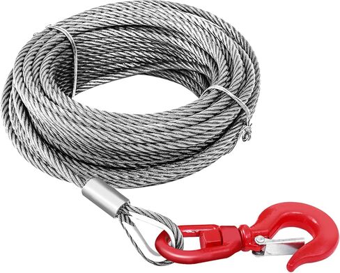 كابل رافعة الصلب ، حبل سلكي 3/8 "× 50 بوصة مع خطاف دوار ، 17637 رطلا قوة كسر ، 6 × 19 in Kuwait