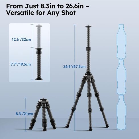 SIRUI AM-223S+G0 Carbon Fiber Desktop Tripod – Ultra-Light 1.7lbs, Max Height 16.7", 360° Panoramic Ball Head, Heavy-Duty Support to 33.07lb for DSLR & Mirrorless Cameras in Saudi Arabia