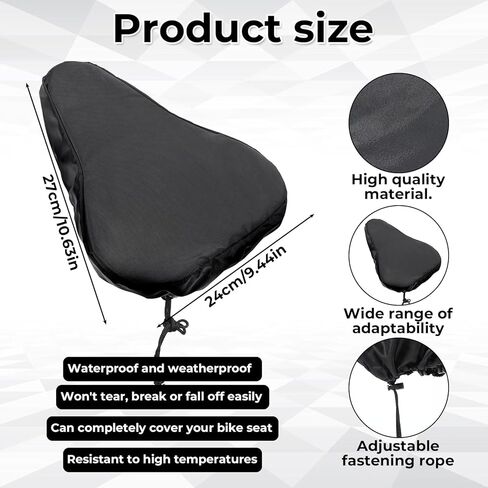 2 Pcs Bike Seat Cover Waterproof Bike Seat New Bicycle Seats Cushion Waterproof UV Protection Bike-Seats Sun & Dust Protector Bicycle Seats Rain Cover with Drawstring for Men & Women in Kuwait
