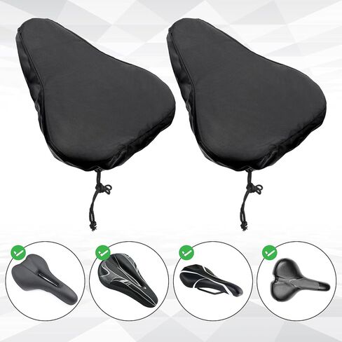 2 Pcs Bike Seat Cover Waterproof Bike Seat New Bicycle Seats Cushion Waterproof UV Protection Bike-Seats Sun & Dust Protector Bicycle Seats Rain Cover with Drawstring for Men & Women in Kuwait