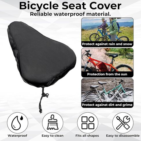 2 Pcs Bike Seat Cover Waterproof Bike Seat New Bicycle Seats Cushion Waterproof UV Protection Bike-Seats Sun & Dust Protector Bicycle Seats Rain Cover with Drawstring for Men & Women in Kuwait