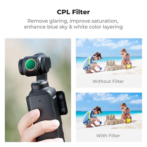 K&F Concept Variable ND&CPL&Wide Angle Lens Compatible with DJI Osmo Pocket 3 Creator Combo, Neutral Density ND2-32 ND32-512 Polarizing Wide-Angle Lens 4Pack Kit, Multi-Coated HD Optical Glass in Saudi Arabia