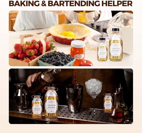 8oz Clear Glass Bottle with Lids, 3 Pack Round Empty Containers Leakproof Refilllable Sample Dispensing Bottles for Homemade Vanilla Extract, Essential Oils, Potion, Juice, Ginger Shots, Liquids in Kuwait