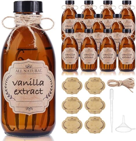8oz Clear Glass Bottle with Lids, 3 Pack Round Empty Containers Leakproof Refilllable Sample Dispensing Bottles for Homemade Vanilla Extract, Essential Oils, Potion, Juice, Ginger Shots, Liquids in Kuwait