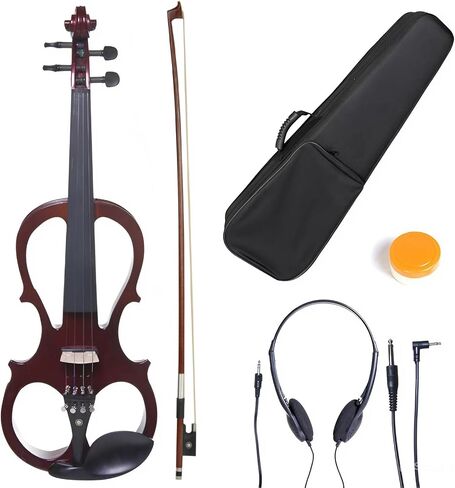 Cecilio 3/4 Size Electric Silent Violin, Hand-Carved Solid Wood, Electric Violin with Ebony Fittings, Ideal for Practice, Stage & Studio Use, Mahogany Metallic in Kuwait