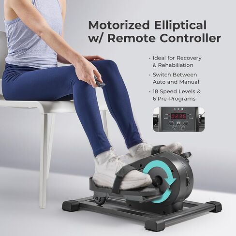 Sunny Health & Fitness Smart Mini Elliptical Trainer, Indoor Under-Desk Pedal Exerciser for Mobility & Cardio Workout, Free SunnyFit App Connection, Optional Motorized w/Remote Control in Kuwait