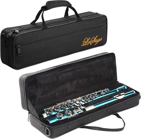 LeSage Closed Hole C Flute 16 Key Blue Flute for Beginner Starter Student with Case, Maintenance Kit, Cleaning Cloth, Band C Foot Offset G Y-arm in Saudi Arabia