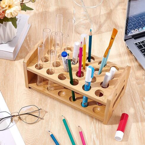 UNICRAFTALE Wooden Test Tube Rack 24-Holes Bamboo Multi-Use Cylinder Tube Display Racks 24.9x12.7x11.5cm Rectangle Lab Supplies Tube Holder Hole 5mm for Tests Tubes Chemistry Laboratory 9.8"x5"x4.52" in Saudi Arabia