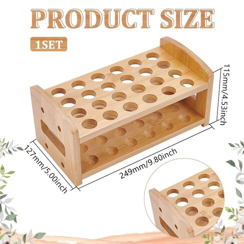 UNICRAFTALE Wooden Test Tube Rack 24-Holes Bamboo Multi-Use Cylinder Tube Display Racks 24.9x12.7x11.5cm Rectangle Lab Supplies Tube Holder Hole 5mm for Tests Tubes Chemistry Laboratory 9.8"x5"x4.52" in Saudi Arabia